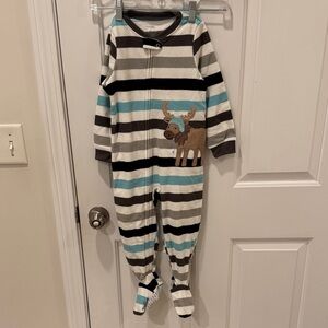 Striped Fleece Moose Kids One Piece